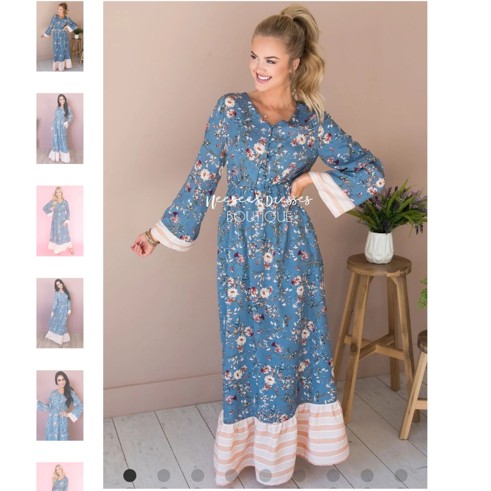 Mikarose Neesees Dresses Floral Maxi Dress "The River". Med